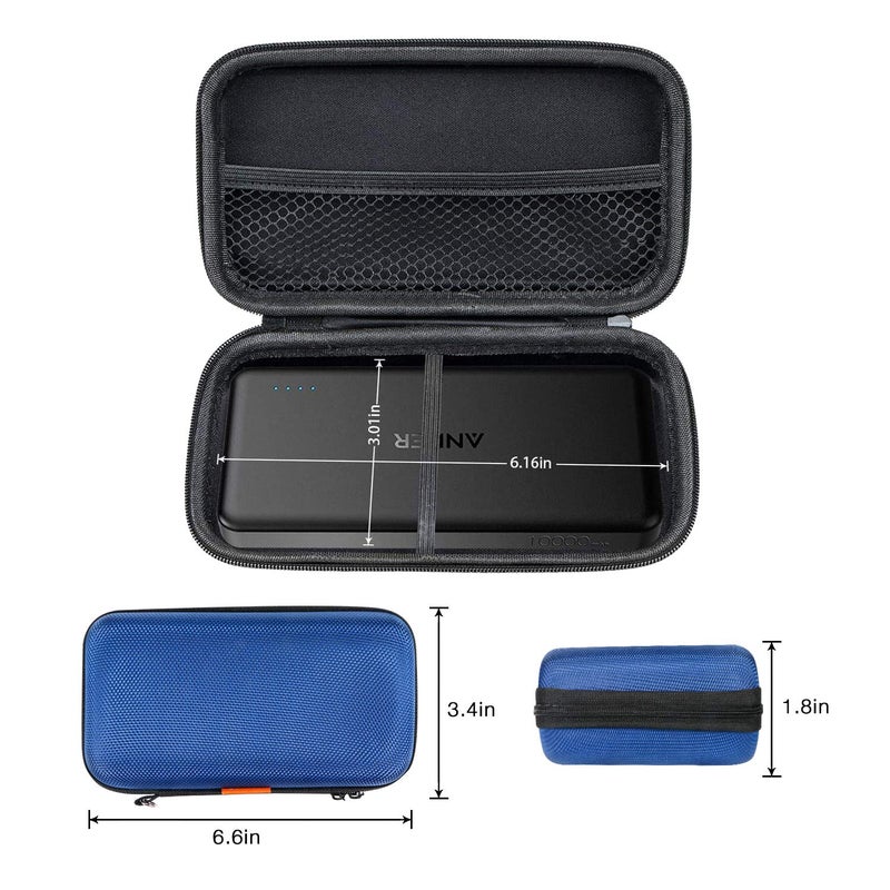 GLCON 3 Colors Hard EVA Protective Case - Portable Storage for Charging Cable, Power Bank, Hard Drive, Cell Phone, External Battery - Small Travel Case With Mesh Inner Pocket + Zipper Enclosure - Image 5